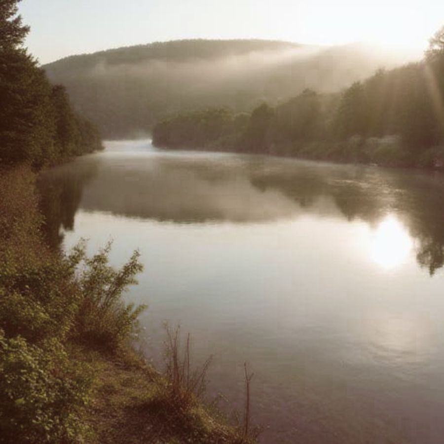Every river paused.