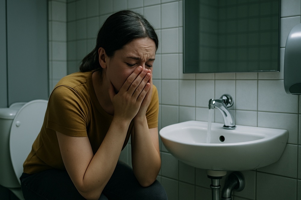 Llorar en un baño público 