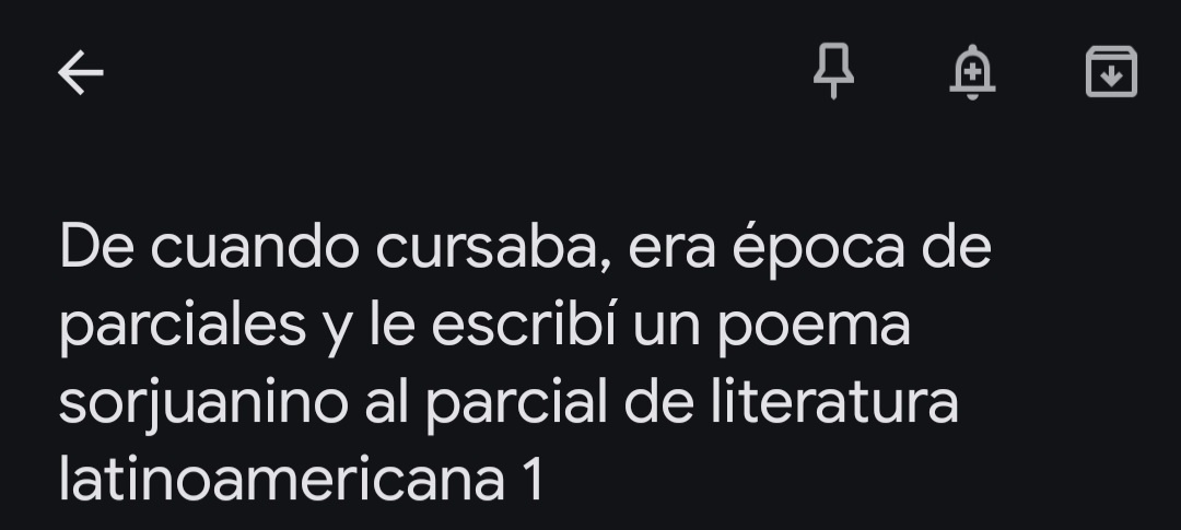 De cuando cursaba, era época de parciales y le escribí un poema sorjuanino al parcial de literatura latinoamericana 1