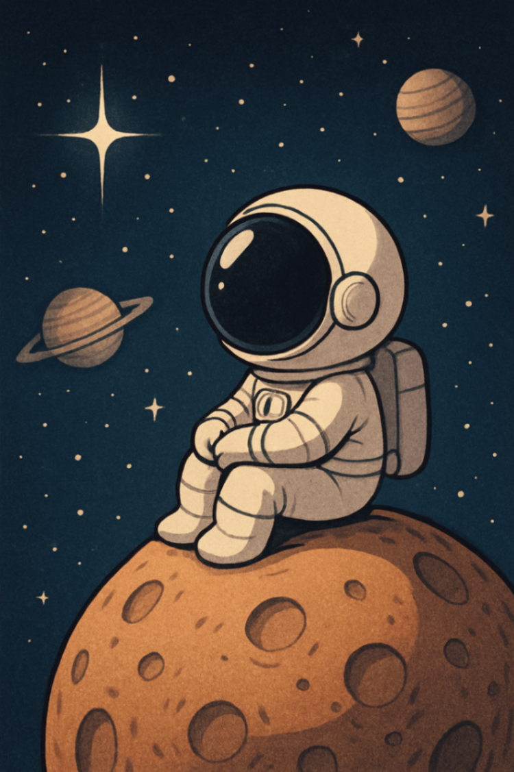 El astronauta y su visitante 