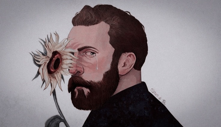 Entre los lirios, un girasol de Van Gogh.